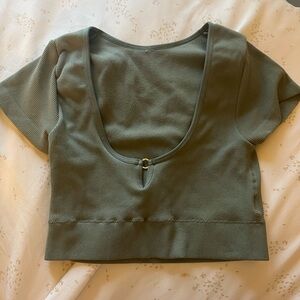 Aerie Sage Green Ribbed Crop Top